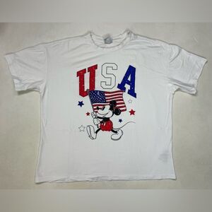 Disney Mickey Mouse USA Flag Graphic T-shirt Women Large Oversized Short Sleeve